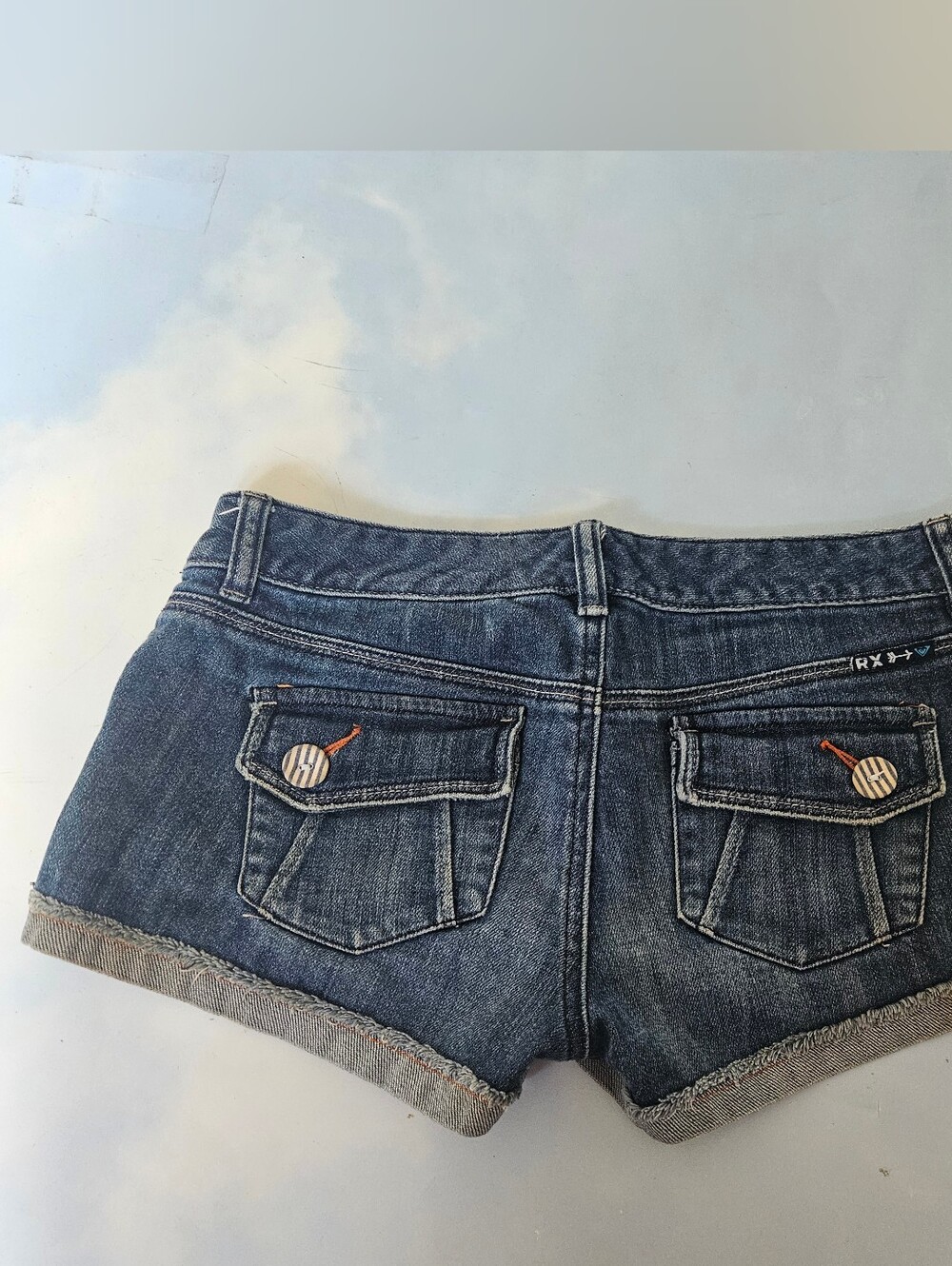 Roxy Shorts Low Rise Classic Mini Shorts Y2k Low Rose Denim Shorts Cute Buttons